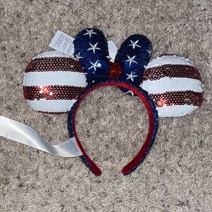 Patriotic Sequin Mouse Ears Headband NEVER WORN